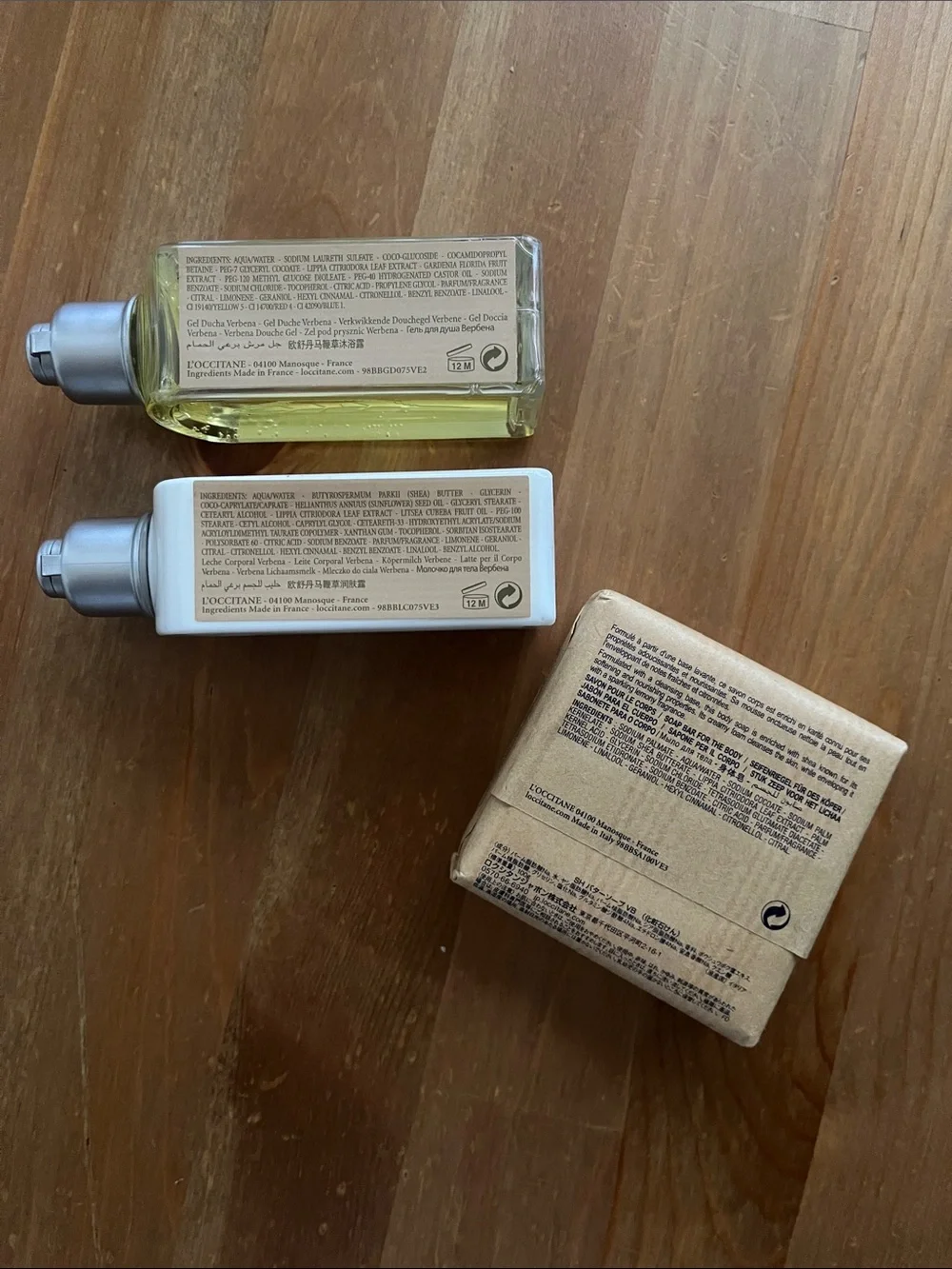L'Occitane Verbena Shower Gel, Body Lotion and Bar Soap Set